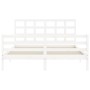 White solid wood bed frame with headboard 160x200 cm by vidaXL, Beds and slatted bases - Ref: Foro24-3193997, Price: 140,02 €...