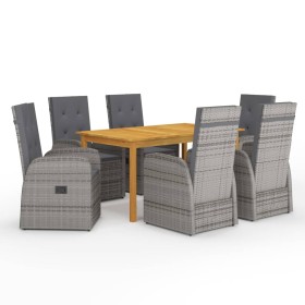 Juego de comedor para jardín de 7 piezas gris de vidaXL, Conjuntos de jardín - Ref: Foro24-3067812, Precio: 1,00 €, Descuento: %