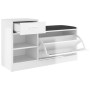 Glossy white engineered wood shoe bench 94.5x31x57 cm by vidaXL, Shoe racks and shoe organizers - Ref: Foro24-326747, Price: ...