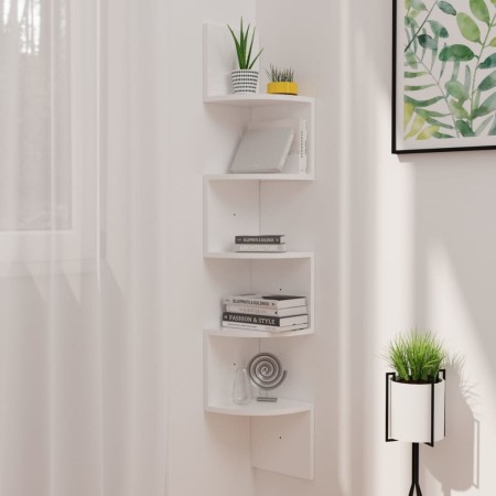 Glossy white engineered wood wall corner shelf by vidaXL, Shelves and shelves - Ref: Foro24-326837, Price: 31,36 €, Discount: %