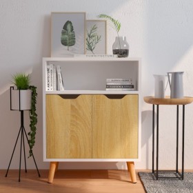 Aparador madera de ingeniería blanco y roble Sonoma 60x30x72 cm de vidaXL, Aparadores - Ref: Foro24-326827, Precio: 78,99 €, ...