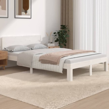 Estructura de cama madera maciza de pino blanco 120x190 cm de vidaXL, Camas y somieres - Ref: Foro24-833104, Precio: 182,89 €...