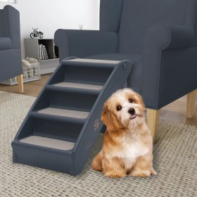 Escalera para perros plegable de 4 peldaños gris oscuro de vidaXL, Escalones y rampas para mascotas - Ref: Foro24-171172, Pre...