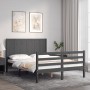 Estructura de cama matrimonio con cabecero madera maciza gris de vidaXL, Camas y somieres - Ref: Foro24-3194478, Precio: 163,...