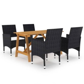 Juego de comedor de jardín de 5 piezas negro de vidaXL, Conjuntos de jardín - Ref: Foro24-3068735, Precio: 398,99 €, Descuent...