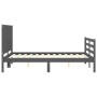 Estructura de cama matrimonio con cabecero madera maciza gris de vidaXL, Camas y somieres - Ref: Foro24-3194478, Precio: 163,...