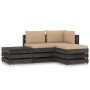 4-piece garden furniture with gray impregnated wood cushions by vidaXL, Garden sets - Ref: Foro24-3068207, Price: 312,59 €, D...