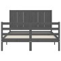 Estructura de cama matrimonio con cabecero madera maciza gris de vidaXL, Camas y somieres - Ref: Foro24-3194478, Precio: 163,...