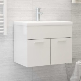 Mueble con lavabo madera de ingeniería blanco brillante de vidaXL, Tocadores de baño - Ref: Foro24-3070826, Precio: 140,34 €,...