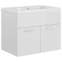 Glossy white engineered wood cabinet with sink by vidaXL, bathroom vanities - Ref: Foro24-3070826, Price: 152,86 €, Discount: %