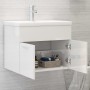 Glossy white engineered wood cabinet with sink by vidaXL, bathroom vanities - Ref: Foro24-3070826, Price: 152,86 €, Discount: %