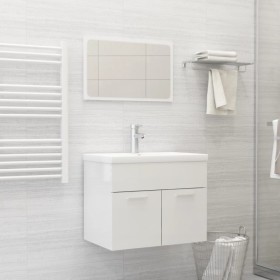 Engineered wood bathroom furniture set in glossy white by vidaXL, Bathroom furniture - Ref: Foro24-3070871, Price: 165,10 €, ...