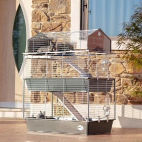 Ferplast Rabbit cage Barn 100 Double gray 95x57x121 cm by Ferplast, Cages and habitats for small animals - Ref: Foro24-436604...