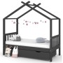 Estructura de cama infantil y cajón madera pino gris 80x160cm de vidaXL, Cunas y camas para niños - Ref: Foro24-322152, Preci...