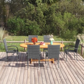 Garden dining furniture set 7 pieces gray PE rattan by vidaXL, Garden sets - Ref: Foro24-3070759, Price: 522,68 €, Discount: %