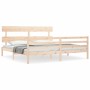 Bed frame with solid wood headboard 200x200 cm by vidaXL, Beds and slatted bases - Ref: Foro24-3195111, Price: 138,65 €, Disc...