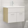 White chipboard and Sonoma oak cabinet with sink by vidaXL, bathroom vanities - Ref: Foro24-3070825, Price: 165,32 €, Discoun...