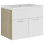 Mueble con lavabo aglomerado blanco y roble Sonoma de vidaXL, Tocadores de baño - Ref: Foro24-3070825, Precio: 165,32 €, Desc...