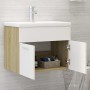 Mueble con lavabo aglomerado blanco y roble Sonoma de vidaXL, Tocadores de baño - Ref: Foro24-3070825, Precio: 165,32 €, Desc...