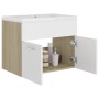 Mueble con lavabo aglomerado blanco y roble Sonoma de vidaXL, Tocadores de baño - Ref: Foro24-3070825, Precio: 165,32 €, Desc...