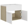 Mueble con lavabo aglomerado blanco y roble Sonoma de vidaXL, Tocadores de baño - Ref: Foro24-3070825, Precio: 165,32 €, Desc...