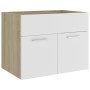 Mueble con lavabo aglomerado blanco y roble Sonoma de vidaXL, Tocadores de baño - Ref: Foro24-3070825, Precio: 165,32 €, Desc...