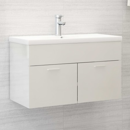 Mueble con lavabo madera de ingeniería blanco brillante de vidaXL, Tocadores de baño - Ref: Foro24-3070835, Precio: 199,08 €,...