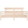 Bed frame with solid wood headboard 200x200 cm by vidaXL, Beds and slatted bases - Ref: Foro24-3195111, Price: 138,65 €, Disc...