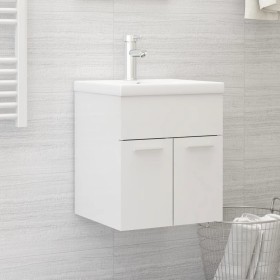 Mueble con lavabo madera de ingeniería blanco brillante de vidaXL, Tocadores de baño - Ref: Foro24-3070817, Precio: 104,77 €,...