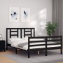 Bed frame with black solid wood headboard 140x200 cm by vidaXL, Beds and slatted bases - Ref: Foro24-3194705, Price: 158,18 €...