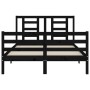 Bed frame with black solid wood headboard 140x200 cm by vidaXL, Beds and slatted bases - Ref: Foro24-3194705, Price: 158,18 €...