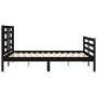 Bed frame with black solid wood headboard 140x200 cm by vidaXL, Beds and slatted bases - Ref: Foro24-3194705, Price: 158,18 €...