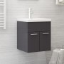 Mueble con lavabo madera de ingeniería gris brillante de vidaXL, Tocadores de baño - Ref: Foro24-3070819, Precio: 112,61 €, D...