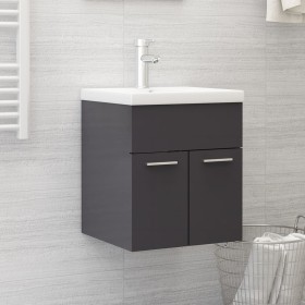 Mueble con lavabo madera de ingeniería gris brillante de vidaXL, Tocadores de baño - Ref: Foro24-3070819, Precio: 112,61 €, D...