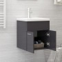 Mueble con lavabo madera de ingeniería gris brillante de vidaXL, Tocadores de baño - Ref: Foro24-3070819, Precio: 112,61 €, D...