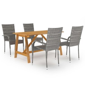 Juego de comedor para jardín 5 piezas gris de vidaXL, Conjuntos de jardín - Ref: Foro24-3068751, Precio: 328,03 €, Descuento: %