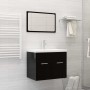 Conjunto de muebles de baño aglomerado negro brillante de vidaXL, Muebles de baño - Ref: Foro24-3070872, Precio: 156,92 €, De...