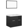 Conjunto de muebles de baño aglomerado negro brillante de vidaXL, Muebles de baño - Ref: Foro24-3070872, Precio: 156,92 €, De...