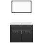 Conjunto de muebles de baño aglomerado negro brillante de vidaXL, Muebles de baño - Ref: Foro24-3070872, Precio: 156,92 €, De...