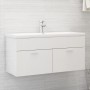 Mueble con lavabo madera de ingeniería blanco brillante de vidaXL, Tocadores de baño - Ref: Foro24-3070853, Precio: 273,28 €,...