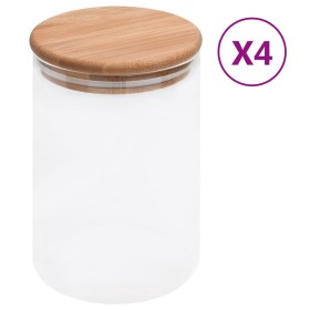 Tarros de almacenaje con tapa de bambú 4 unidades 800 ml de vidaXL, Botes de galletas - Ref: Foro24-150704, Precio: 30,02 €, ...