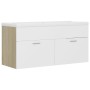 White chipboard and Sonoma oak cabinet with sink by vidaXL, bathroom vanities - Ref: Foro24-3070852, Price: 258,46 €, Discoun...