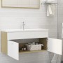 White chipboard and Sonoma oak cabinet with sink by vidaXL, bathroom vanities - Ref: Foro24-3070852, Price: 258,46 €, Discoun...