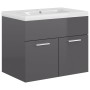 Mueble con lavabo madera de ingeniería gris brillante de vidaXL, Tocadores de baño - Ref: Foro24-3070828, Precio: 154,46 €, D...