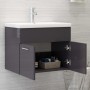 Mueble con lavabo madera de ingeniería gris brillante de vidaXL, Tocadores de baño - Ref: Foro24-3070828, Precio: 154,46 €, D...