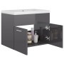 Mueble con lavabo madera de ingeniería gris brillante de vidaXL, Tocadores de baño - Ref: Foro24-3070828, Precio: 154,46 €, D...