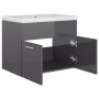 Mueble con lavabo madera de ingeniería gris brillante de vidaXL, Tocadores de baño - Ref: Foro24-3070828, Precio: 154,46 €, D...