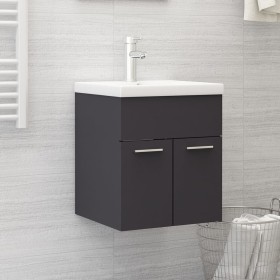 Mueble con lavabo madera de ingeniería gris de vidaXL, Tocadores de baño - Ref: Foro24-3070813, Precio: 111,82 €, Descuento: %