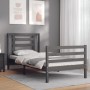 Estructura de cama con cabecero madera maciza gris 90x200 cm de vidaXL, Camas y somieres - Ref: Foro24-3194688, Precio: 100,2...