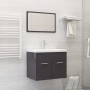 Glossy gray chipboard bathroom furniture set by vidaXL, Bathroom furniture - Ref: Foro24-3070873, Price: 156,92 €, Discount: %